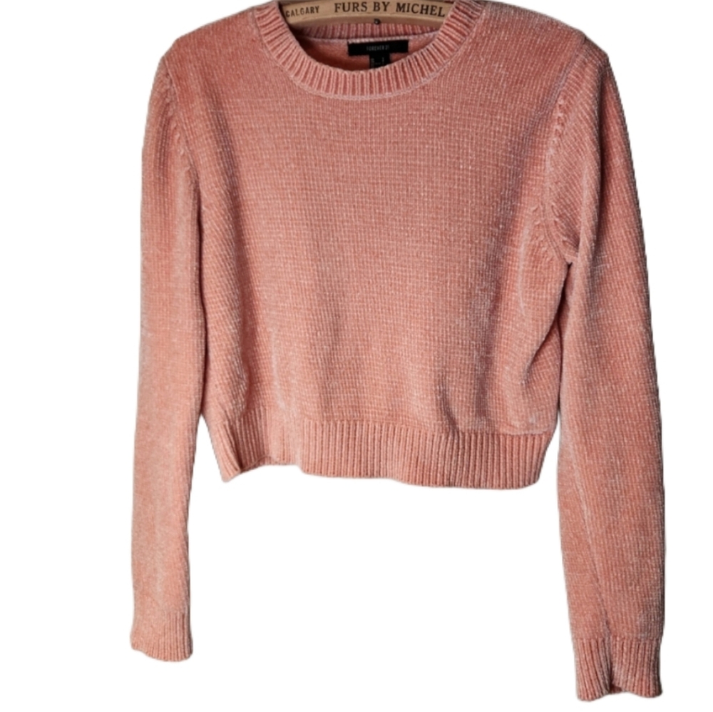 True peach oversized small forever 21 soft crop Sweater